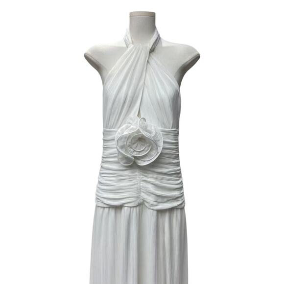 Rebecca Vallance White Floral Guinevere Halter Gown Maxi US 4 - Picture 11 of 11